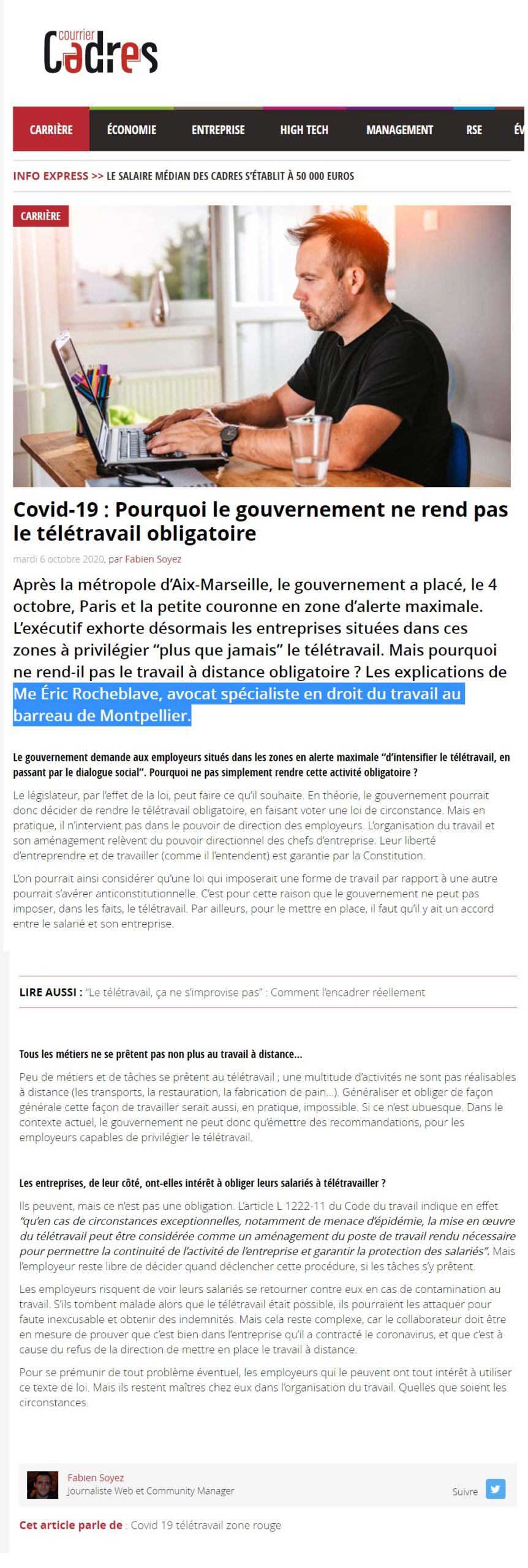 Télétravail obligatoire