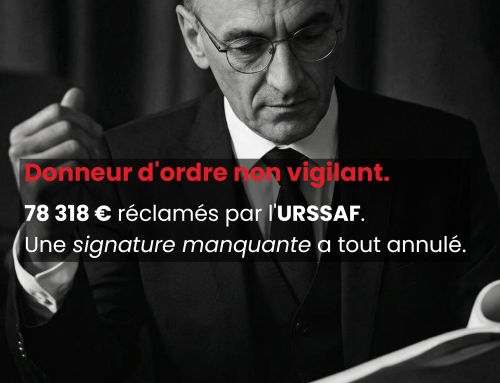 Donneur d&rsquo;ordre non vigilant. 78 318 € réclamés par l&rsquo;URSSAF. Une signature manquante a tout annulé.