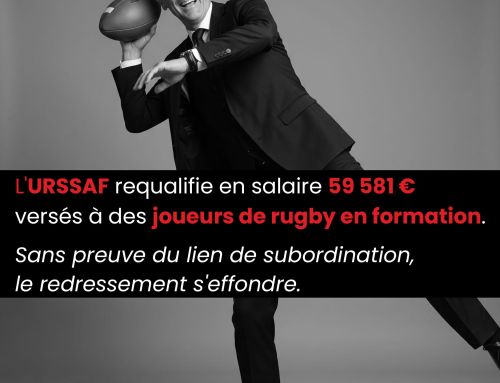 L&rsquo;URSSAF requalifie en salaire 59 581 € versés à des joueurs de rugby en formation. Sans preuve du lien de subordination, le redressement s&rsquo;effondre.